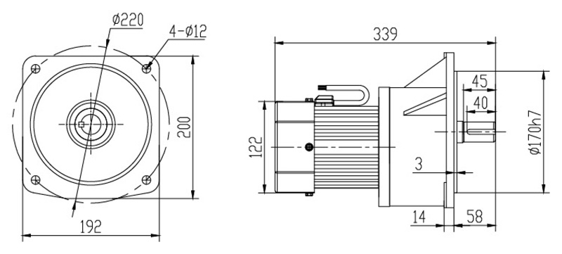 SV28-750W微型永磁減速電機(jī)圖紙